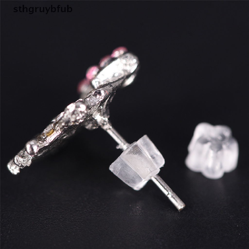 Set 100 Nút Chặn Bông Tai Bằng Cao Su Silicon Mềm Trong Suốt Hình Bông Hoa