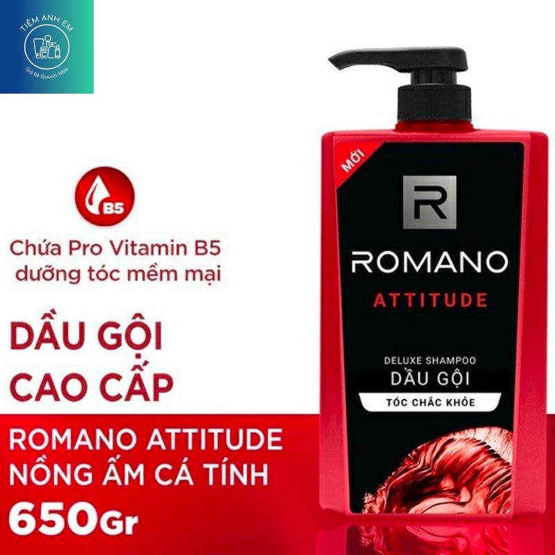 Dầu gội Hương Nước Hoa Cho Nam Romano Classic, Attitude, Gentleman, Force chai lớn 650g