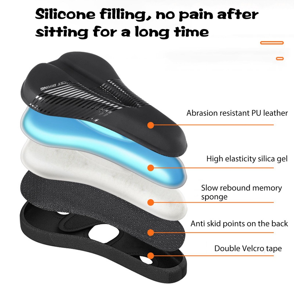 Đệm Yên Xe Đạp Bằng Silicone Dày Dặn Thoáng Khí Chống Thấm Nước Thoải Mái Cho BMX MTB