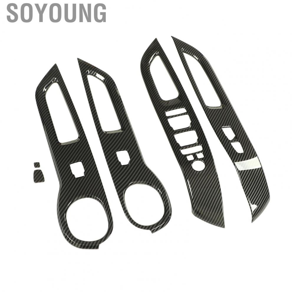 Soyoung Car Lift Button Sticker  Window Switch Decoration Frame Cover Advanced Distinctive Design Carbon Fiber Style Comfortable for Left Hand Drive