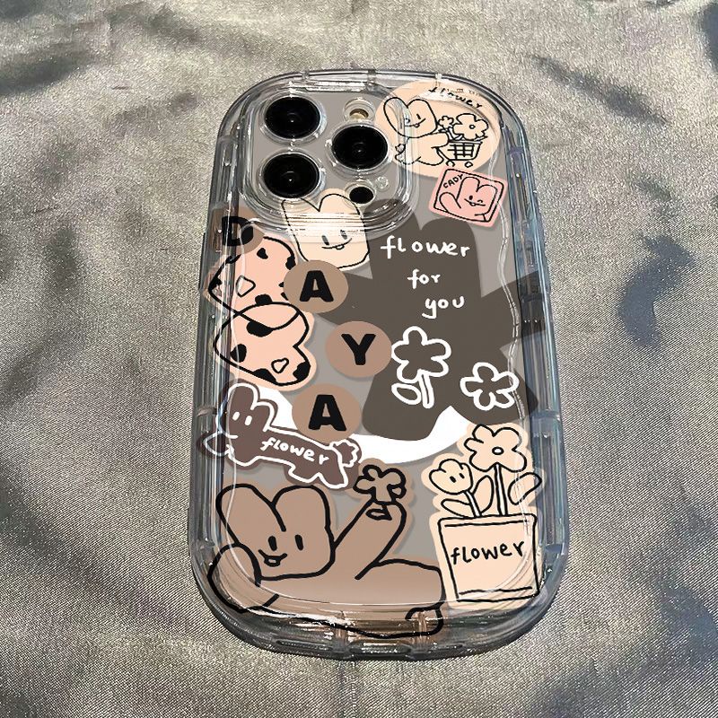 ✅Ốp Điện Thoại Dẻo Trong Suốt Họa Tiết Chú Thỏ &amp; Hoa Xinh Xắn Chống Sốc Cho Iphone1113 Xr8Piphone14 / xs12 promax / 7 UE84