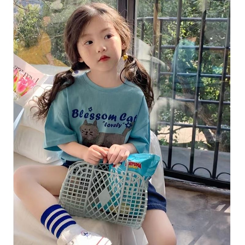 Áo Thun Cotton Trơn Tay Ngắn Cổ Tròn Thoải Mái Thời Trang Mùa Hè Hàng Mới Dành Cho Bé Gái