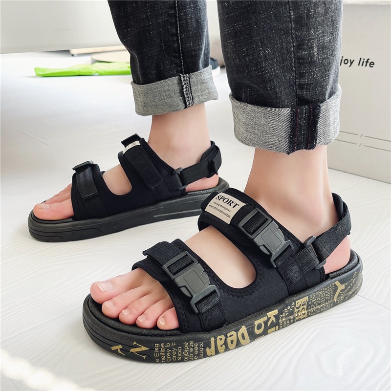 Giày Sandal Quai Dán Có Size Lớn Có Thể Tháo Rời Thời Trang Đi Biển Dành Cho Nam Giới