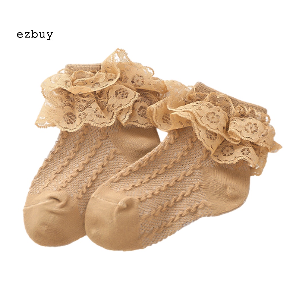 1 Đôi Tất Ren Mềm Mại Thoáng Khí Thoải Mái Cho Bé