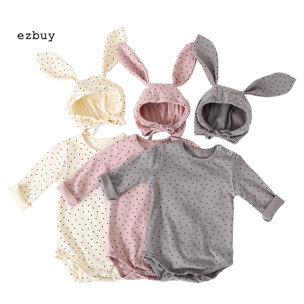[EY] Bộ Áo Liền Quần Bằng Cotton Tai Thỏ Ngôi Sao Trung Tính Thời Trang Mùa Thu Cho Bé Sơ Sinh
