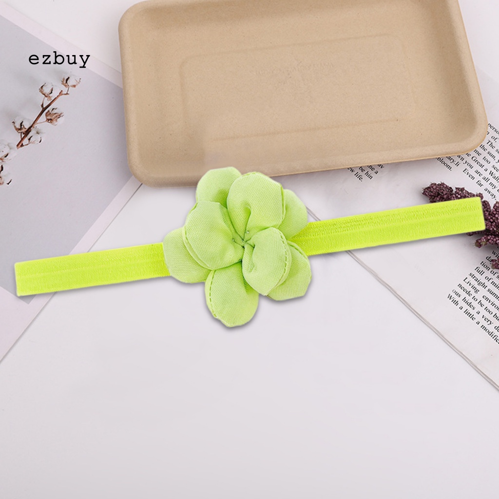 Băng Đô Cài Tóc Đính Hoa 3D Co Giãn Màu Sắc Trơn Thoải Mái Thời Trang Cho Bé Gái