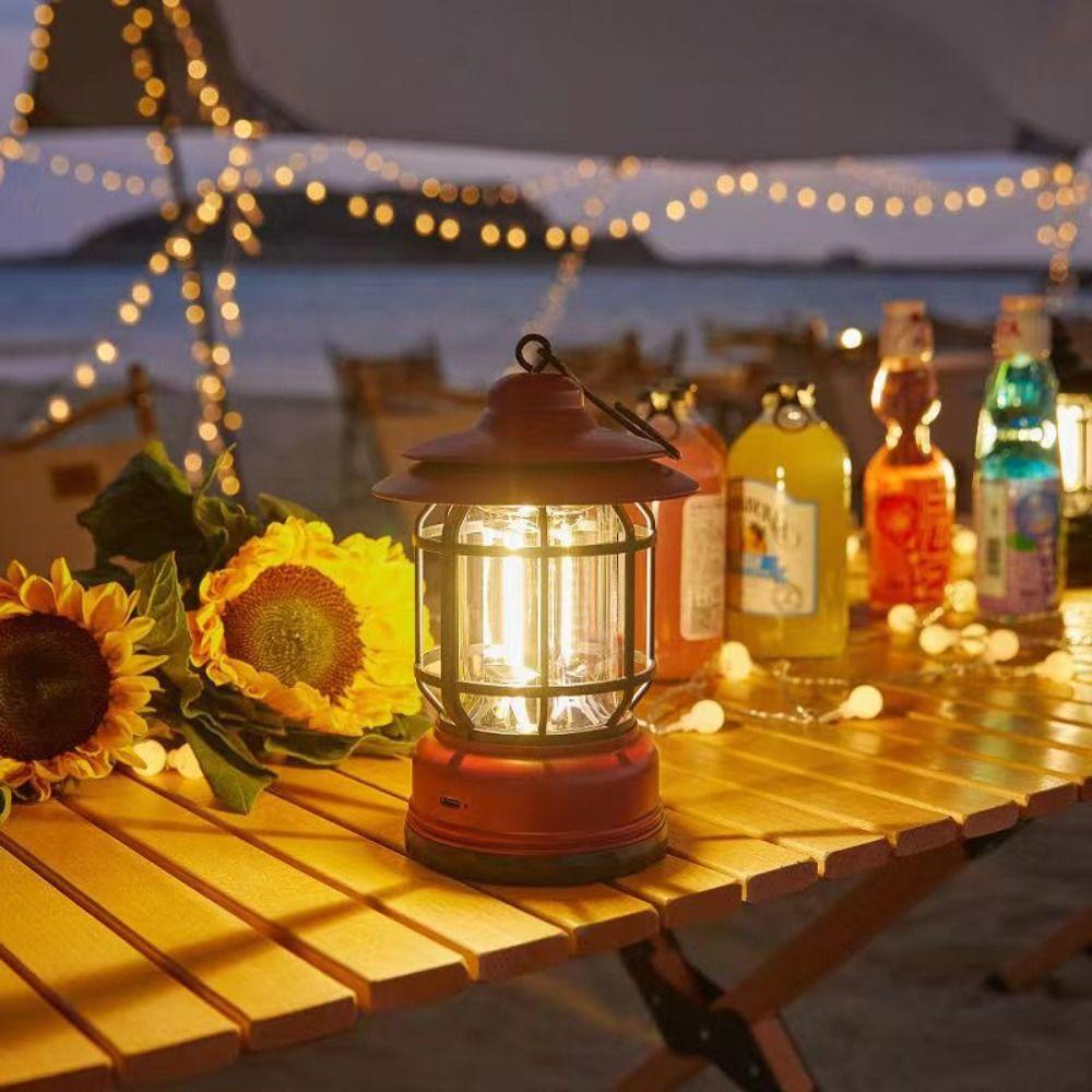 DYRUIDOJ Đèn Cắm Trại / Dã Ngoại Có Thể Sạc Lại Bằng Cổng USB Phong Cách Vintage