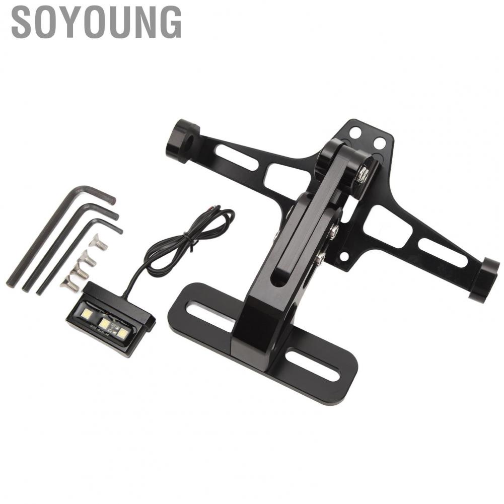 Soyoung Motorcycle License Plate Bracket  Frame Fender Eliminator Precise Scratch Protection with Light for 4in Base Road Legal Motorbike