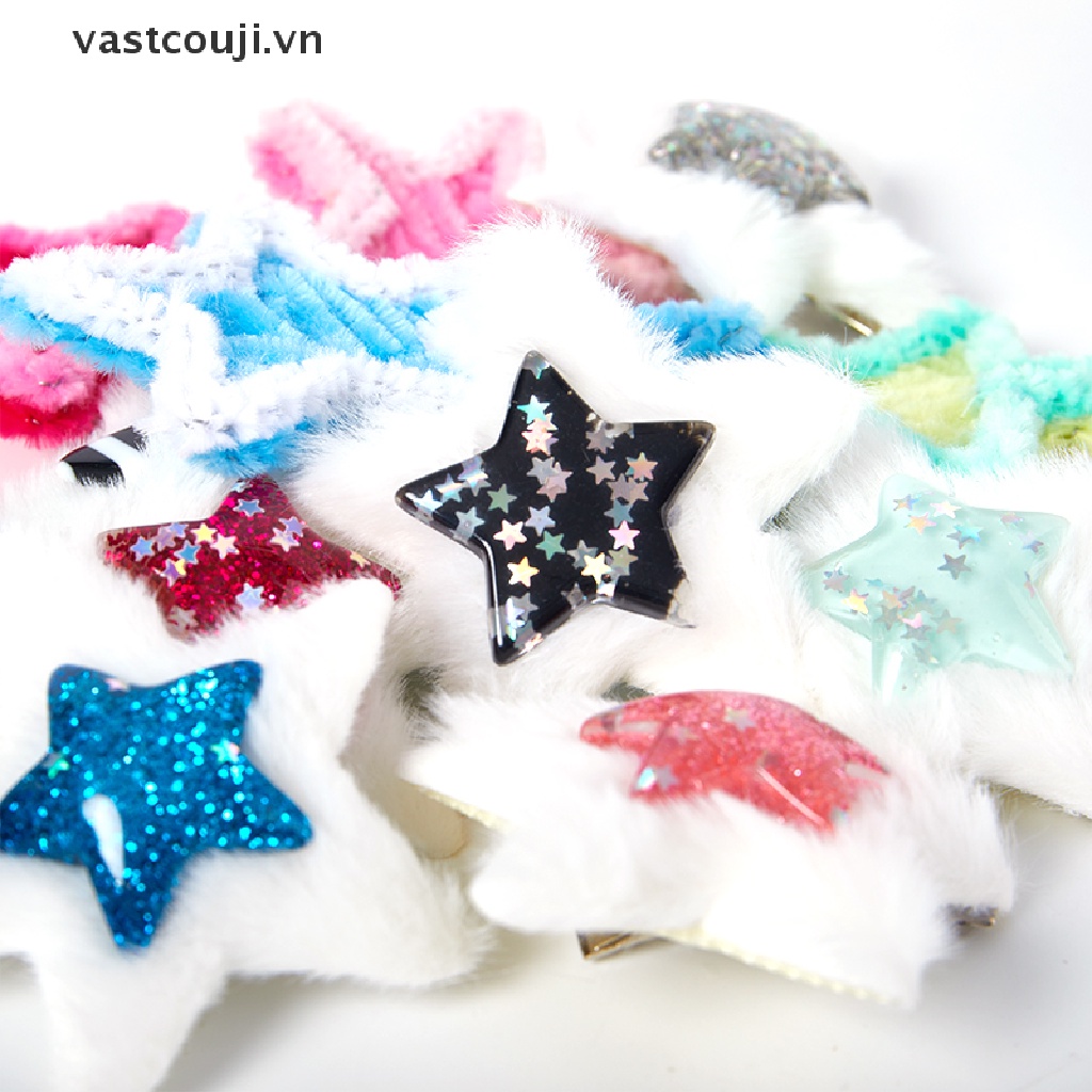 Kẹp Tóc Hình Ngôi Sao Phối Lông Phong Cách Lolita Y2k