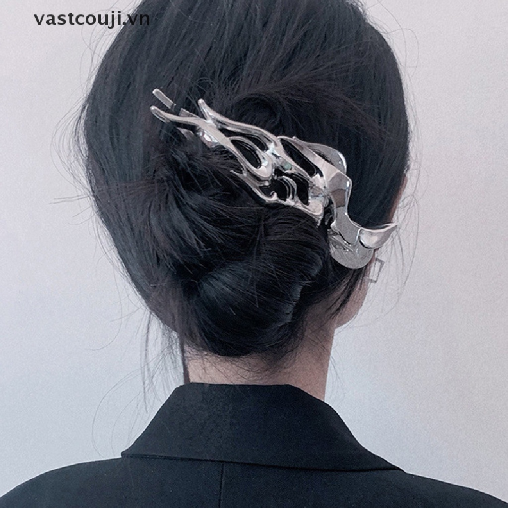 Kẹp Tóc Dạng Móng Vuốt Lớn Bằng Kim Loại Rỗng Màu Bạc Thời Trang Cho Nữ VN