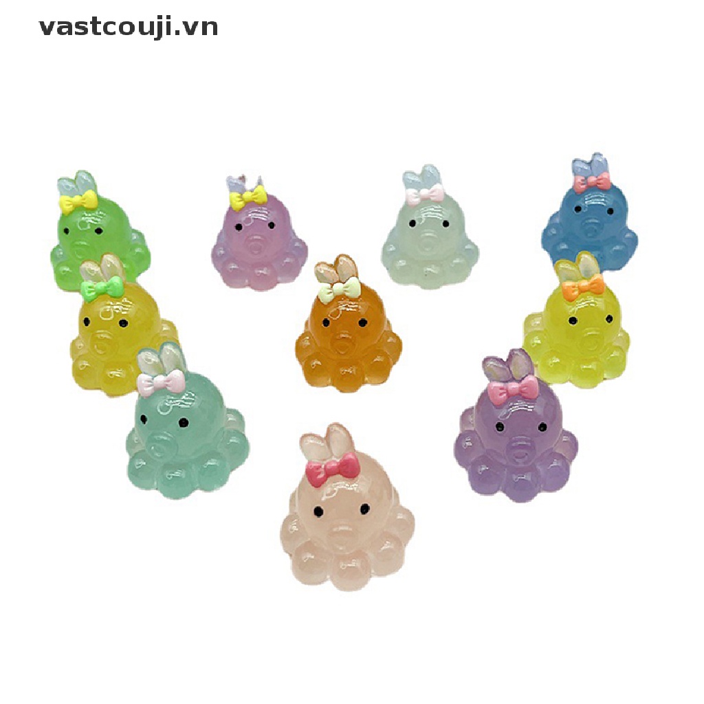 Bộ 2 Tượng Bạch Tuộc Mini Bằng Nhựa Resin Phát Quang Trang Trí Bảng Điều Khiển Xe Hơi DIY