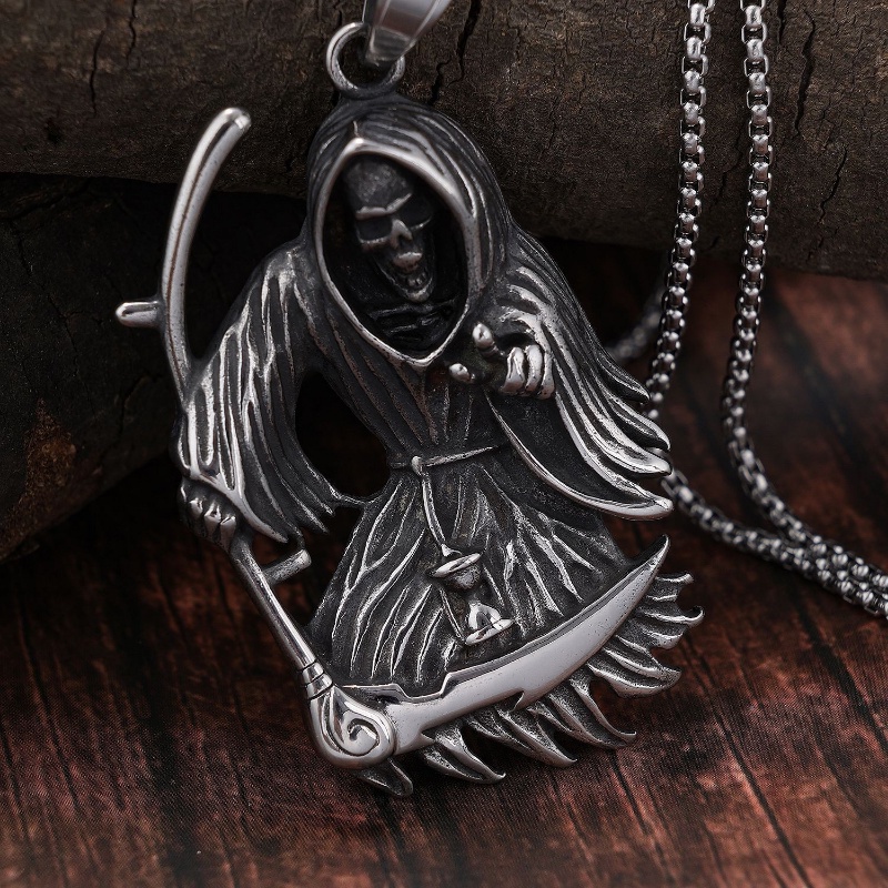 Vòng cổ Bằng Thép Titan Mặt Hình Death Sickle Thời Trang Cho Nam