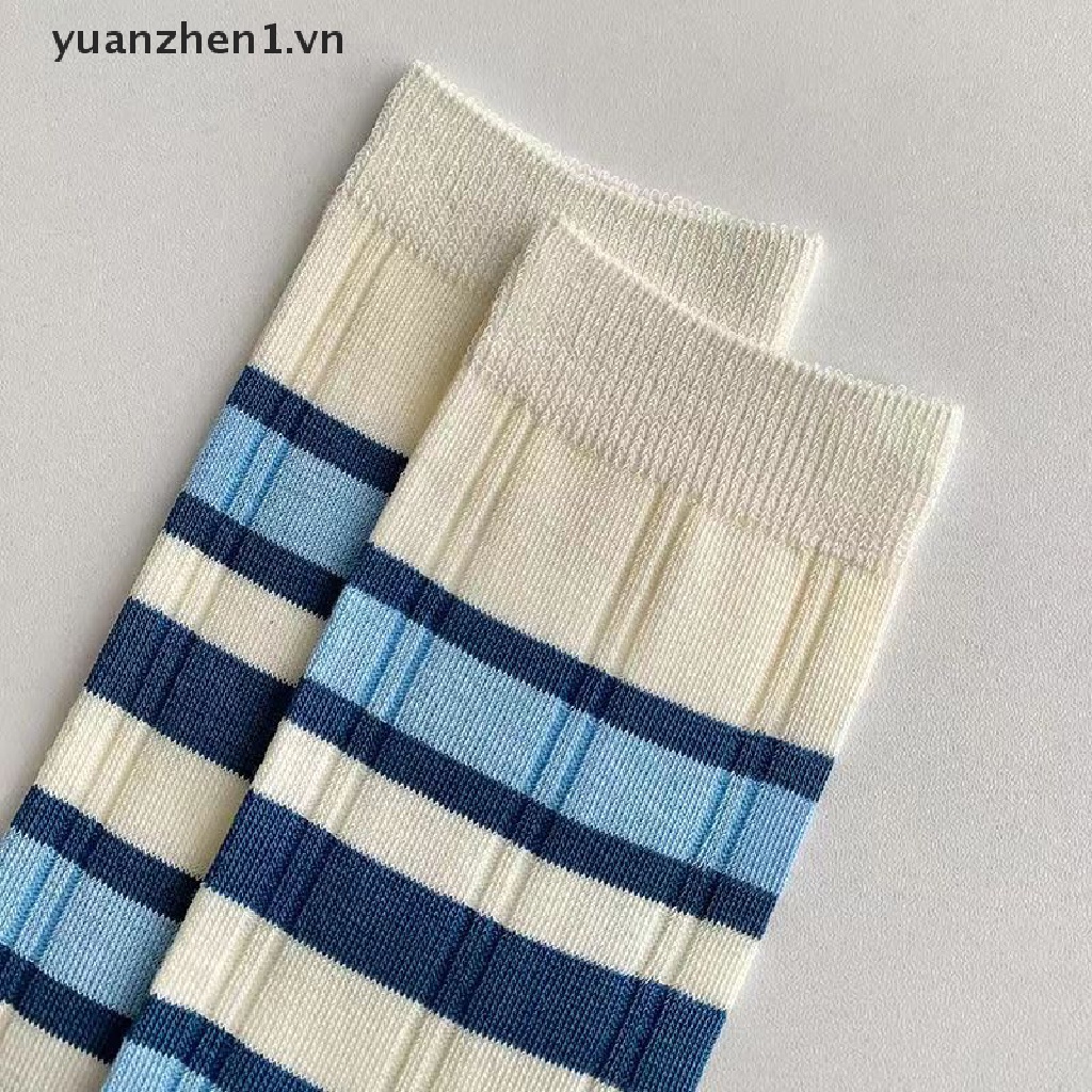 Vớ Dài Qua Gối Mỏng Kẻ Sọc Nhiều Màu Thoáng Khí Thoải Mái Mùa Hè Cho Nữ