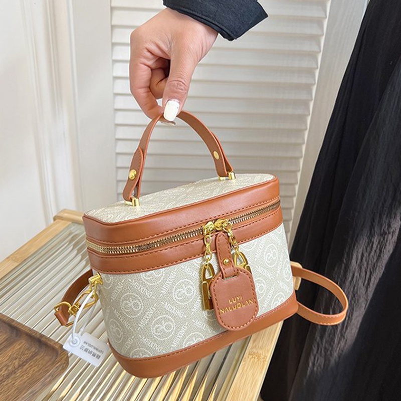 Ielgy Túi bucket Đeo Vai Cầm Tay Thiết Kế Thoải Mái In Họa Tiết vintage Phương Tây Cho Nữ
