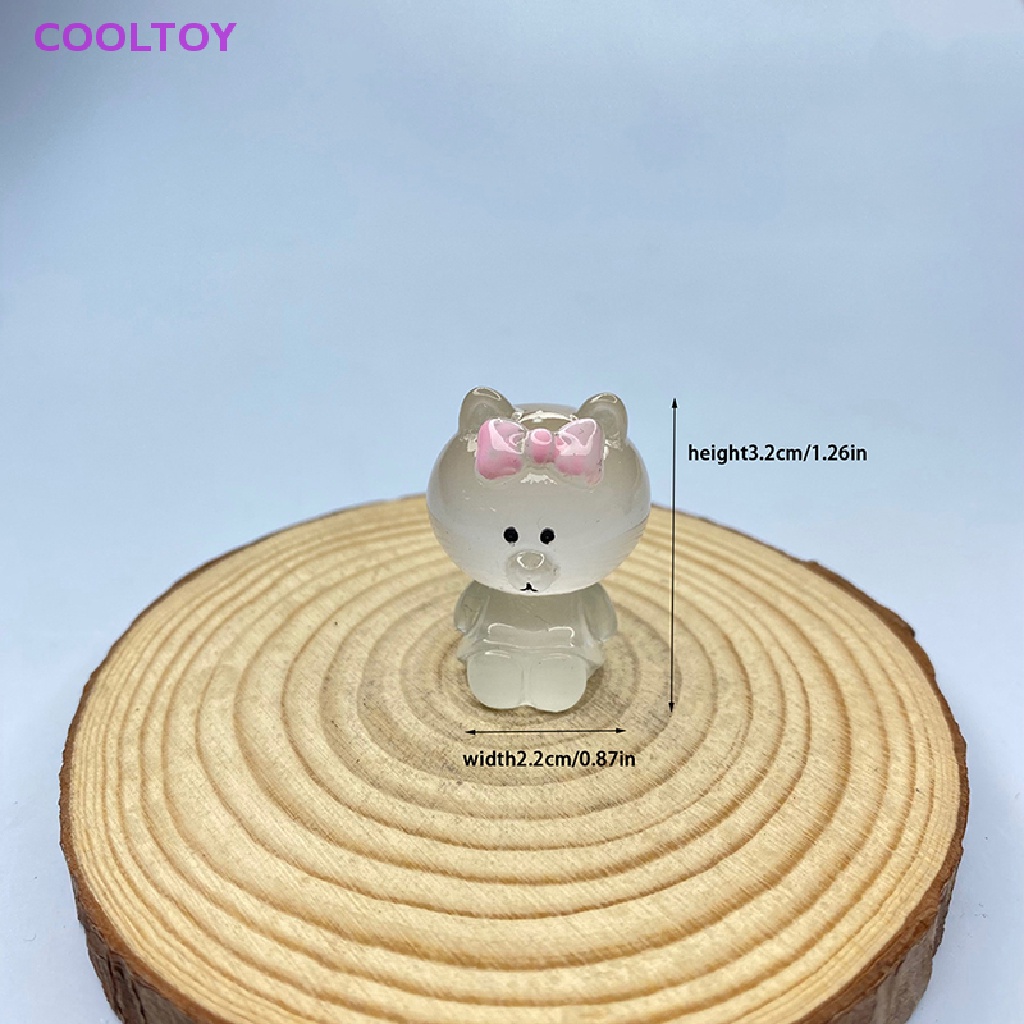 Set 2 Mô Hình Gấu Hoạt Hình Mini Bằng Nhựa Resin Dạ Quang Trang Trí Nhà Cửa / Xe Hơi