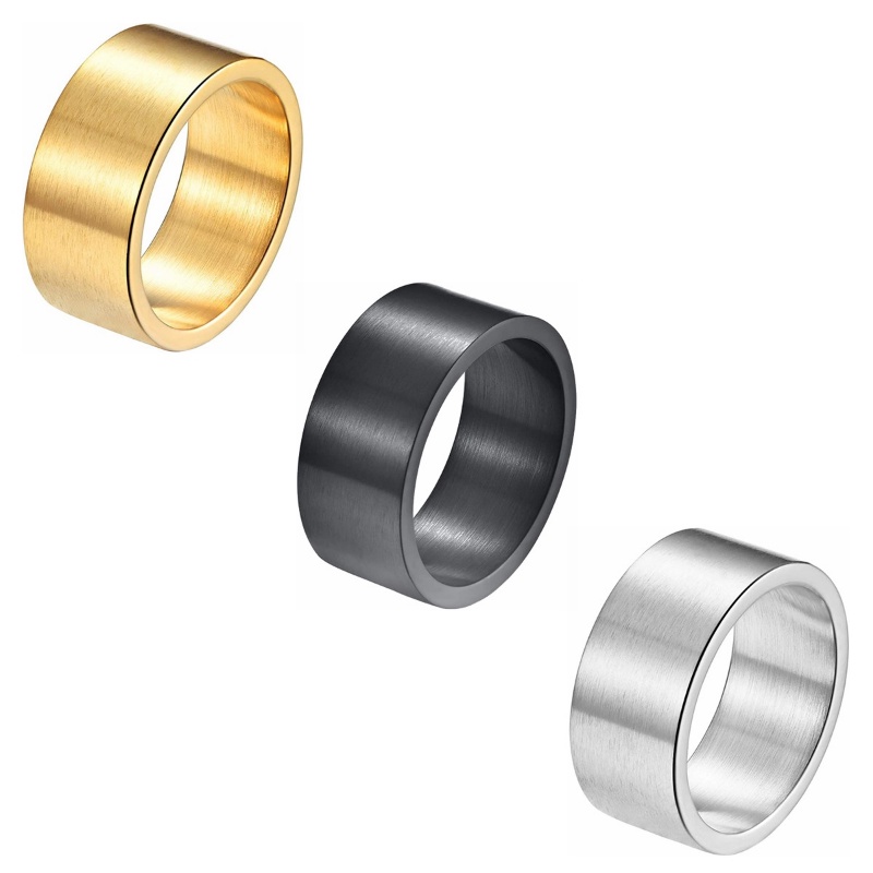 Nhẫn Thép Titan Bản Rộng 10mm Kiểu Dáng Đơn Giản Thời Trang Cho Nam Nữ