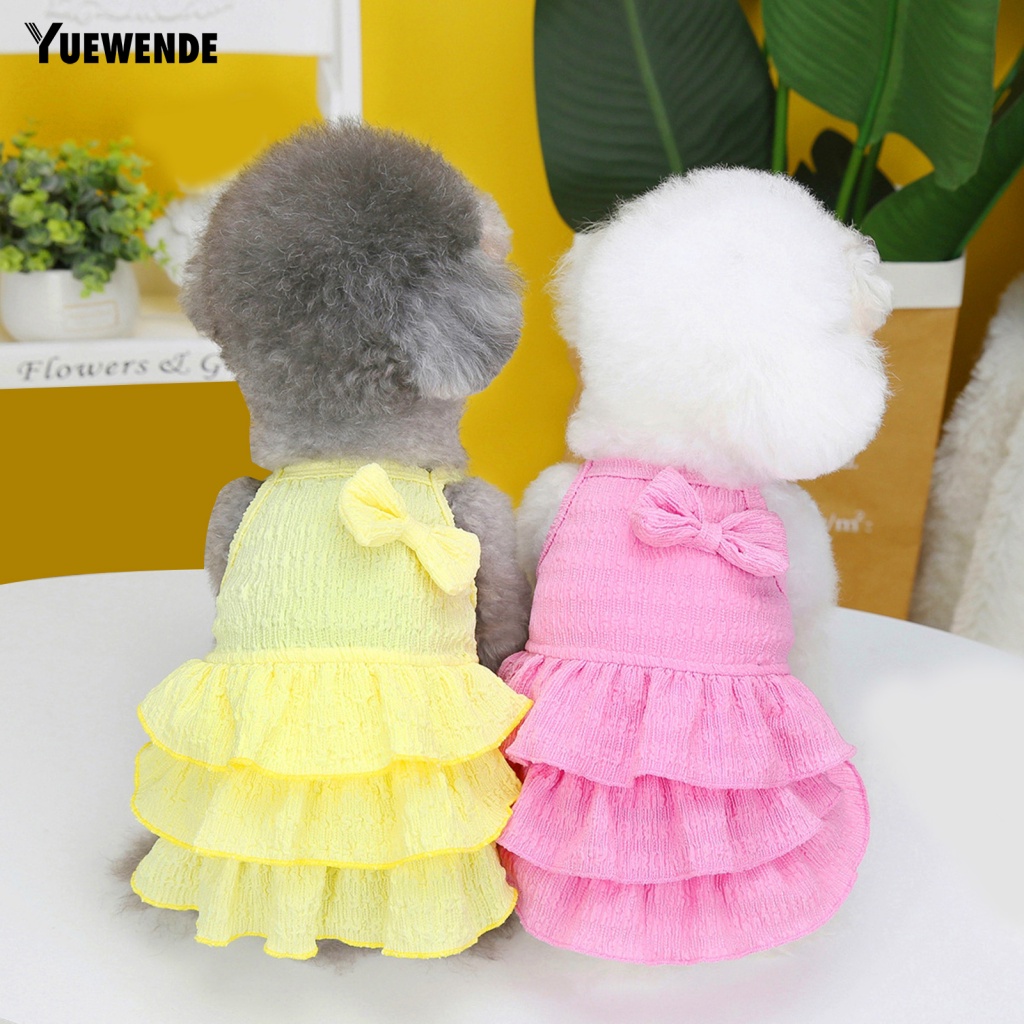 Yue.z Đầm Công Chúa Viền Bèo Nhún Nhiều Lớp Màu Sắc Tươi Sáng Mặc Hằng Ngày Cho Cún