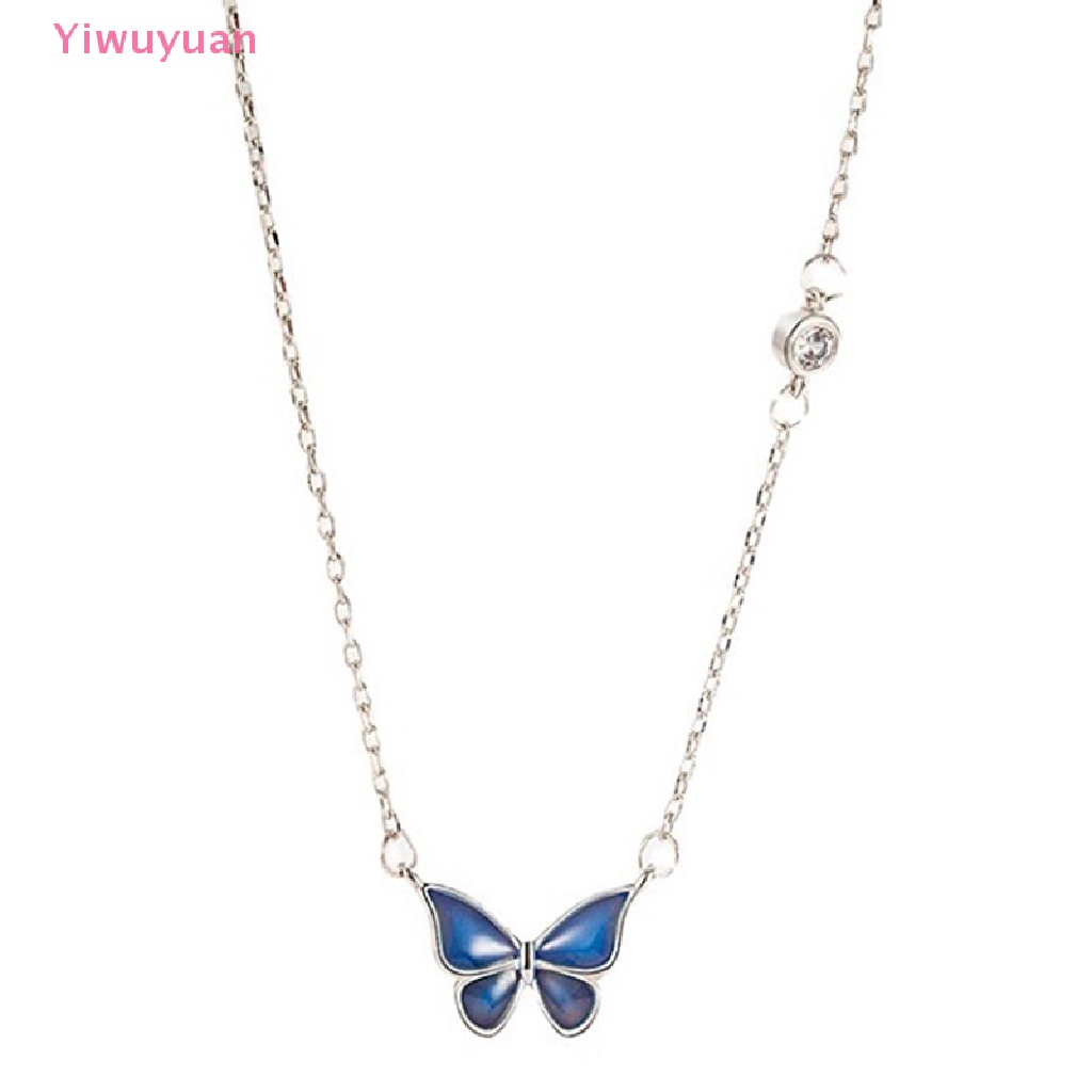 Vòng cổ Mặt Bướm Đổi Màu Theo Nhiệt Độ Bằng Thép Không Gỉ Mới