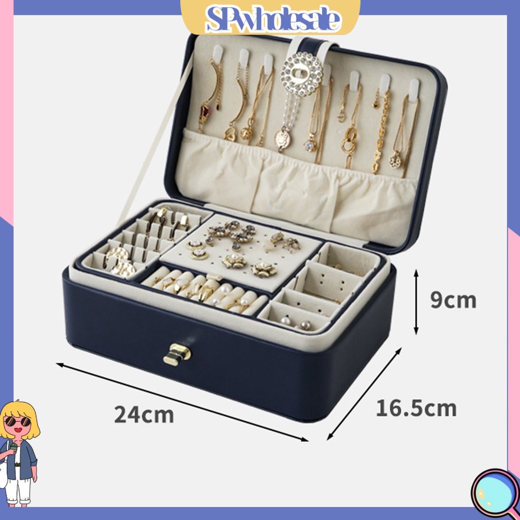 <SPwholesale> Hộp Trưng Bày Nhẫn / Vòng cổ Nhiều Ngăn Có Thể Tháo Rời Thời Trang Cho Nữ