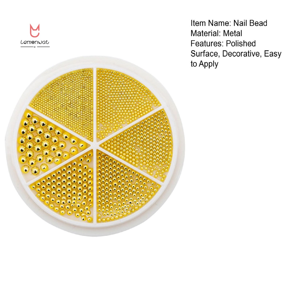 1 Hộp Hạt Đính Trang Trí Móng Tay Bằng Kim Loại Nhiều Kích Cỡ