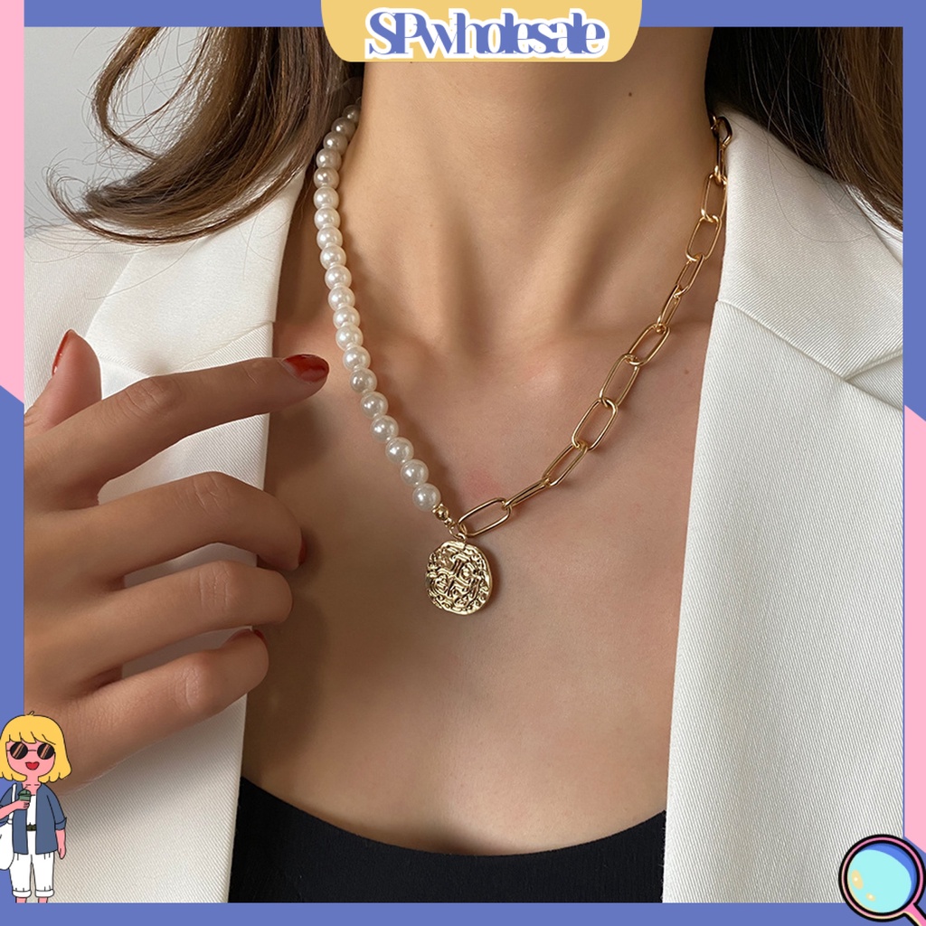 <SPwholesale> Vòng cổ Chuỗi Hạt Ngọc Trai Giả Sáng Không Phai Màu Phong Cách Retro Thời Trang Trang Sức