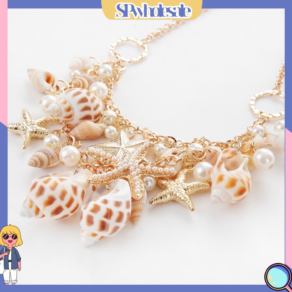 <SPwholesale> Vòng cổ Nhiều Lớp Hình Vỏ Sò / Sao Biển / Ngọc Trai Nhân Tạo Thời Trang Cho Nữ