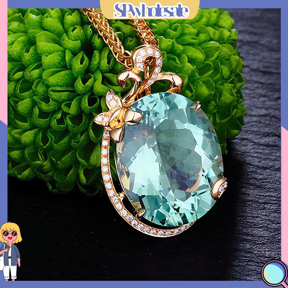 <SPwholesale> Vòng cổ Mặt Hình Oval Đính Đá Zircon Hình Bướm Sang Trọng Cho Cô Dâu