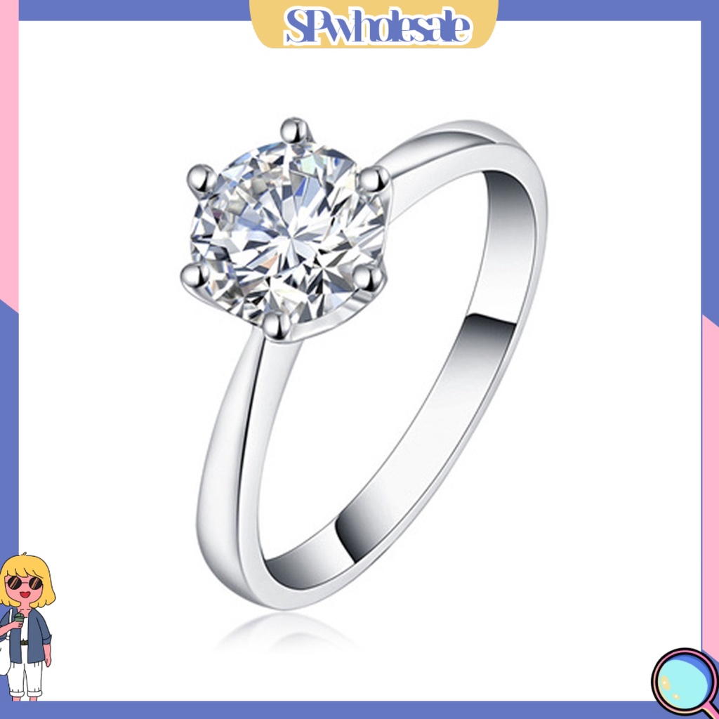 <SPwholesale> Nhẫn Đính Đá Sáng Bóng Cao Không Phai Màu Trang Trí Đám Cưới Cho Nữ