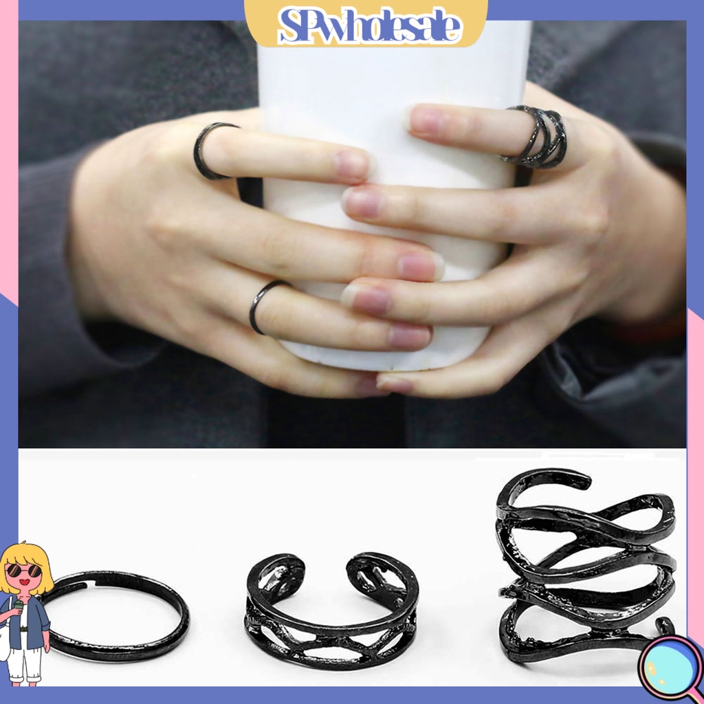 <SPwholesale> Nhẫn Đeo Khớp Ngón Tay Màu Đen Phong Cách Vintage