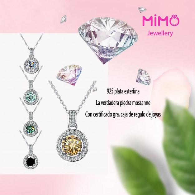 Vòng cổ moissanite chính hãng s925 Sterling Silver Round Pack Mặt dây chuyền kim cương Moissanite