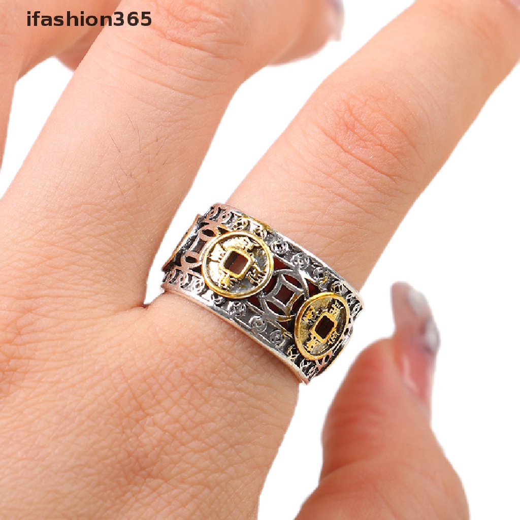 Nhẫn Hở Hình Đồng Xu Hoàng Đế Năm Cánh Phong Cách Vintage Thời Trang ifashion365 Có Thể Điều Chỉnh Cho Nam Và Nữ