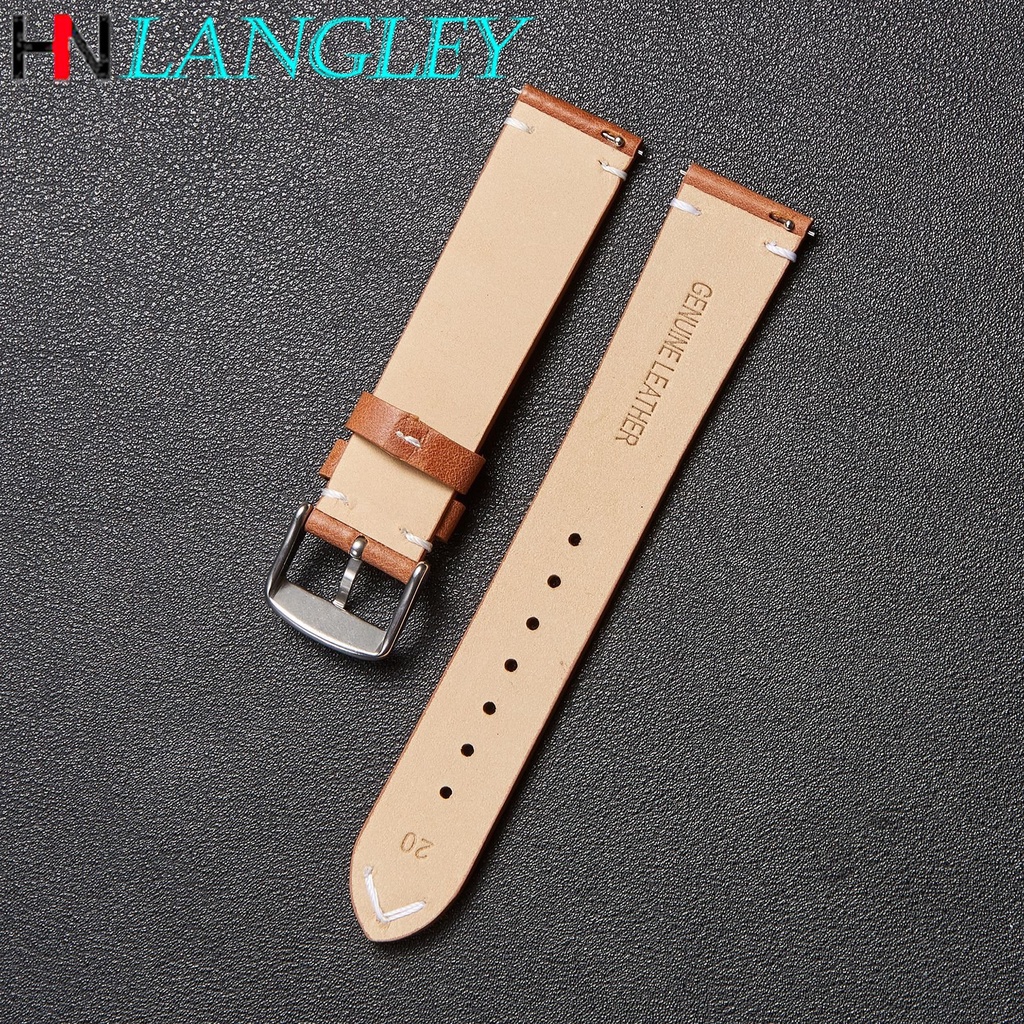 Dây Đeo Đồng Hồ Bằng Da Bò Thật 18mm 20mm 22mm Phong Cách Retro