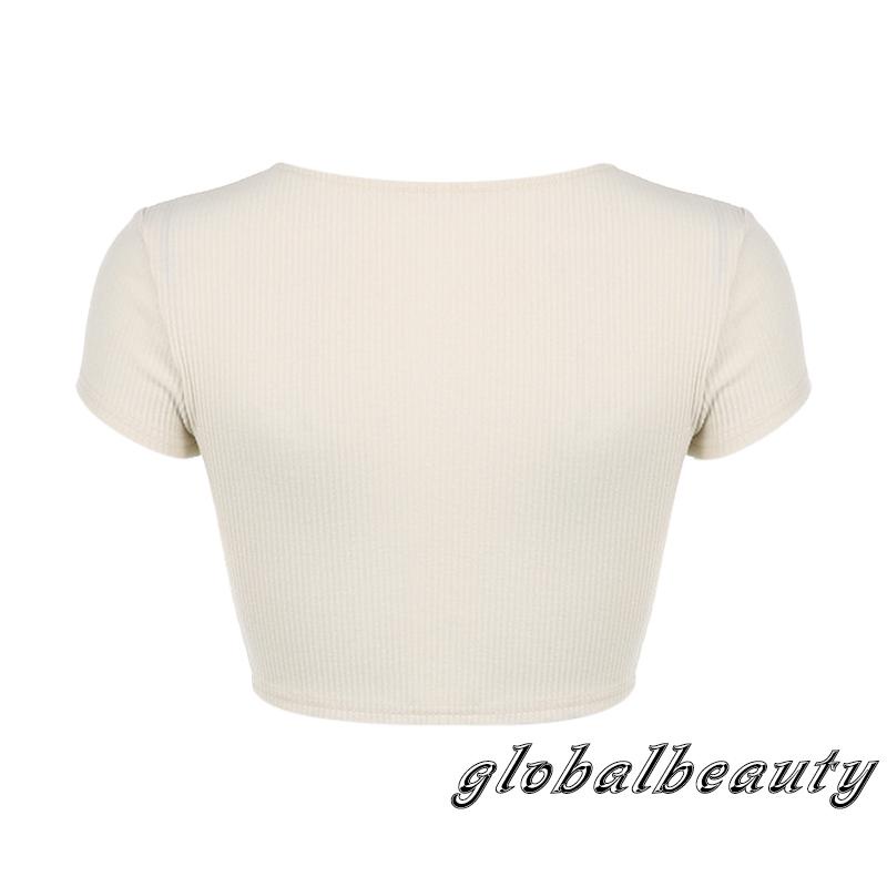 Áo Thun Croptop Tay Ngắn Dáng Ôm Thiết Kế Cắt Thấp Thời Trang Mùa Hè Cá Tính Cho Nữ