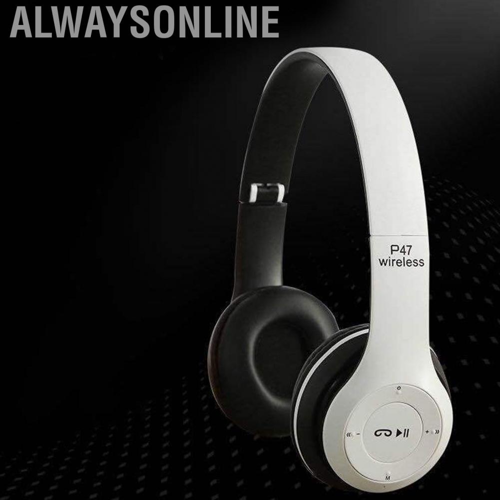Alwaysonline Headset  P47 Sports Headphones Noise Reduction Foldable Multifunction for Travel Home
