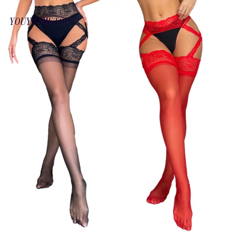 Youyo Quần Tất Ren Hoa Dây Chéo Quyến Rũ Cho Nữ