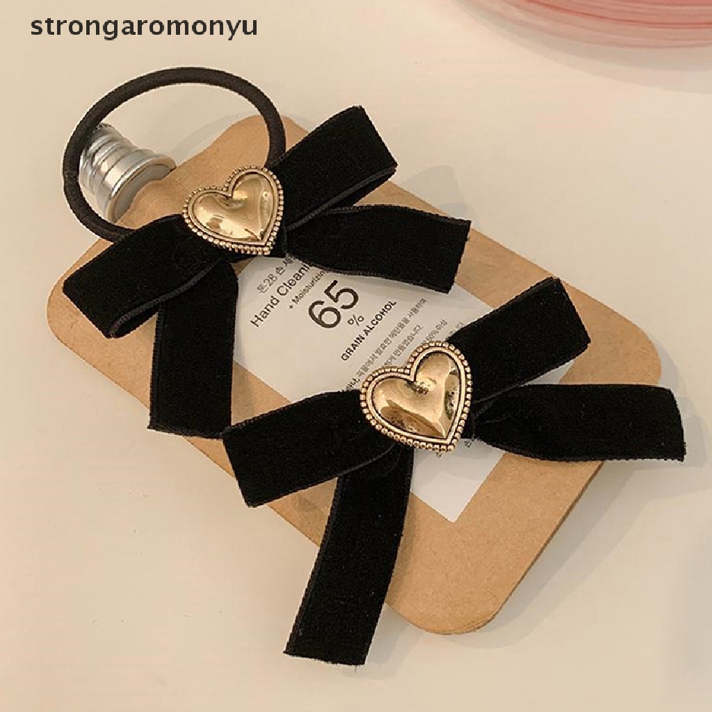 Dây Buộc Tóc Vải Nhung Đen Thắt Nơ Phong Cách Vintage Thanh Lịch Cho Nữ