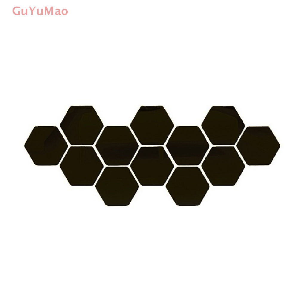 Bộ 12 Miếng Dán Tường Trang Trí Nội Thất Hình Lục Giác Tráng Gương 3D DIY