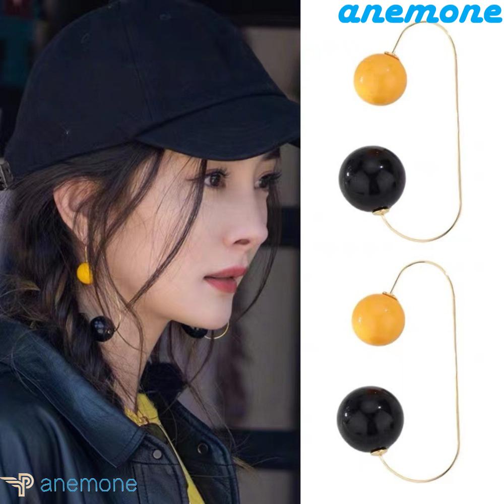 Khuyên Tai Hình Quả Cầu Màu Vàng Đen Đơn Giản Cá Tính Dành Cho Nữ