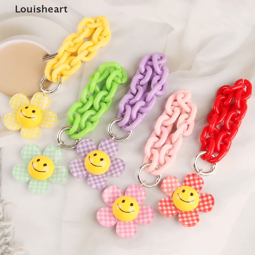 Louisheart Móc Khóa Hình Hoa Hướng Dương Mặt Cười Màu Kẹo Ngọt Có Dây Đeo Trang Trí Ba Lô Đồ Chơi Cho Nữ TFG