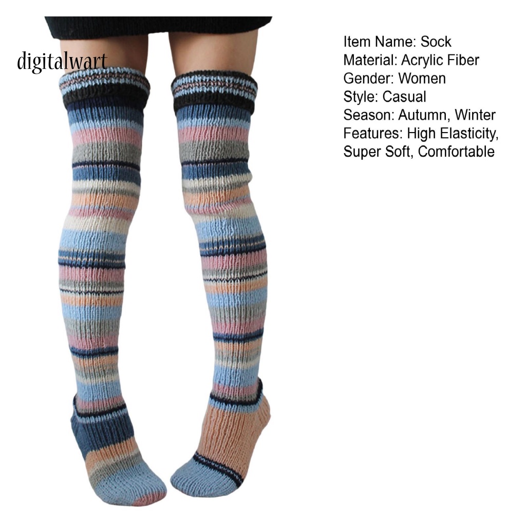 Kỹ Thuật Số| 1 Đôi Tất Dệt Kim Dày Co Giãn Mềm Mại Chống Gió Giữ Ấm Mùa Thu Đông Cho Nữ