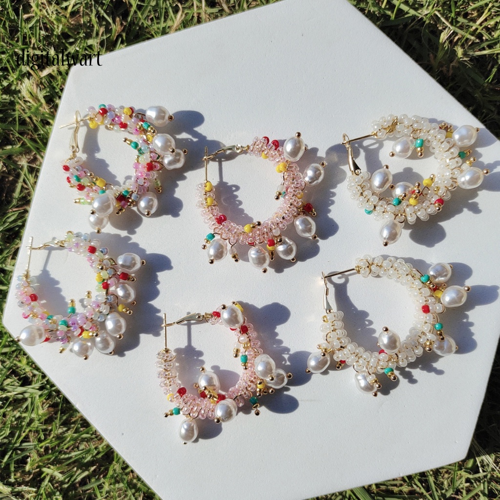 Kỹ Thuật Số| 1 Đôi Bông Tai Vòng Tròn Phong Cách Bohemia Tinh Tế Sang Trọng Cho Nữ