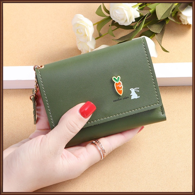 Ví Ngắn Gập Ba Đa Năng In Họa Tiết Động Vật Dễ Thương Thời Trang Cho Nữ