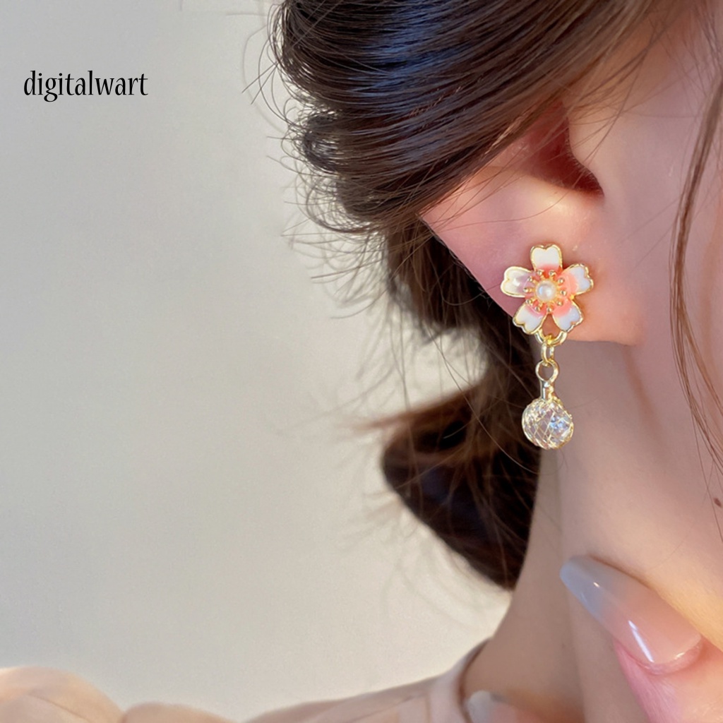 Kỹ Thuật Số| 1 Đôi Khuyên Tai Dạng Hạt Xỏ Lên Màu Nhanh Họa Tiết Hoa Sơn Dầu Zircon Giả Bóng Cao Trang Trí Tinh Tế