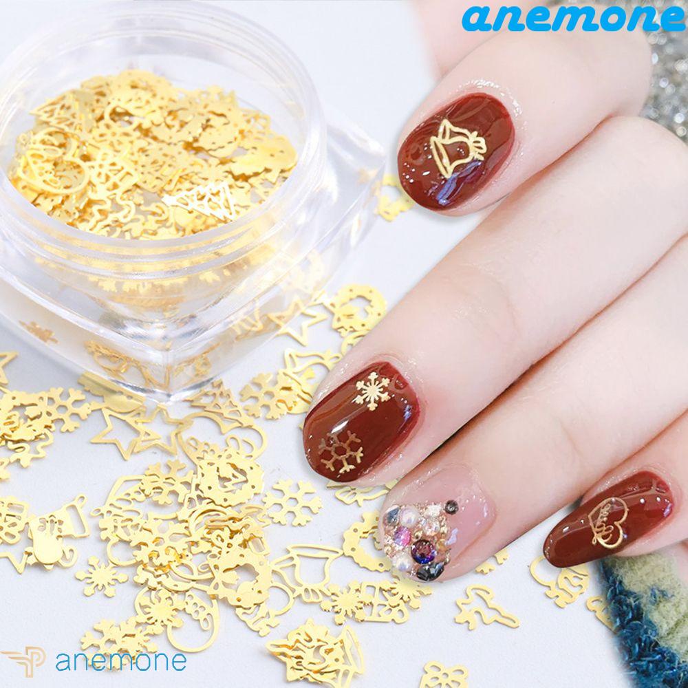 Kim Sa Hình Bông Tuyết Tuần Lộc Giáng Sinh 3D Lấp Lánh Trang Trí Móng Tay Nghệ Thuật