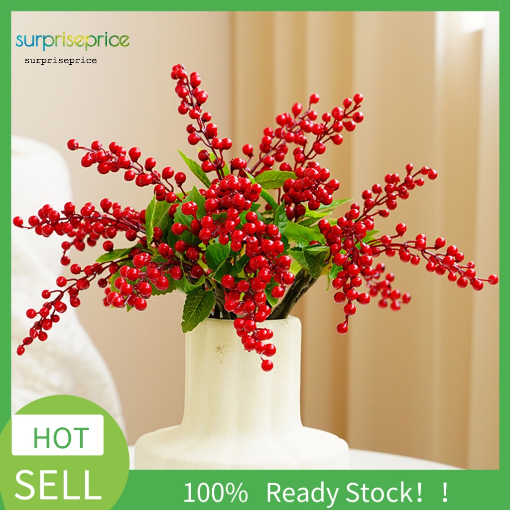 Spa Bộ 2 Nhánh Berry Giả Sống Động Tươi Tắn Không Cần Đóng Giả Trang Trí Nhà Cửa