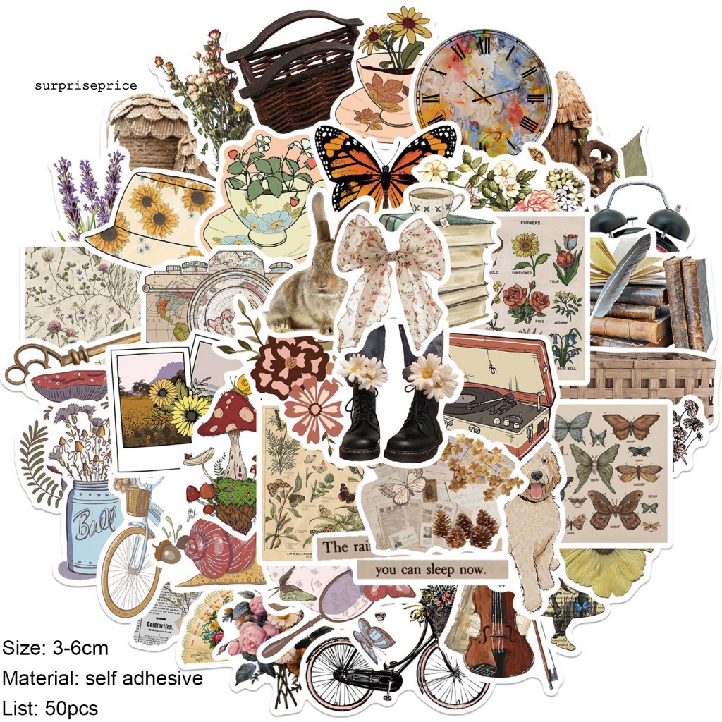 Bộ 50 Đề Can Kiểu Hoạt Hình Cổ Điển Gọn Nhẹ Chống Thấm Nước Không Để Lại Dấu Vết Dùng Trang Trí Ván Trượt /