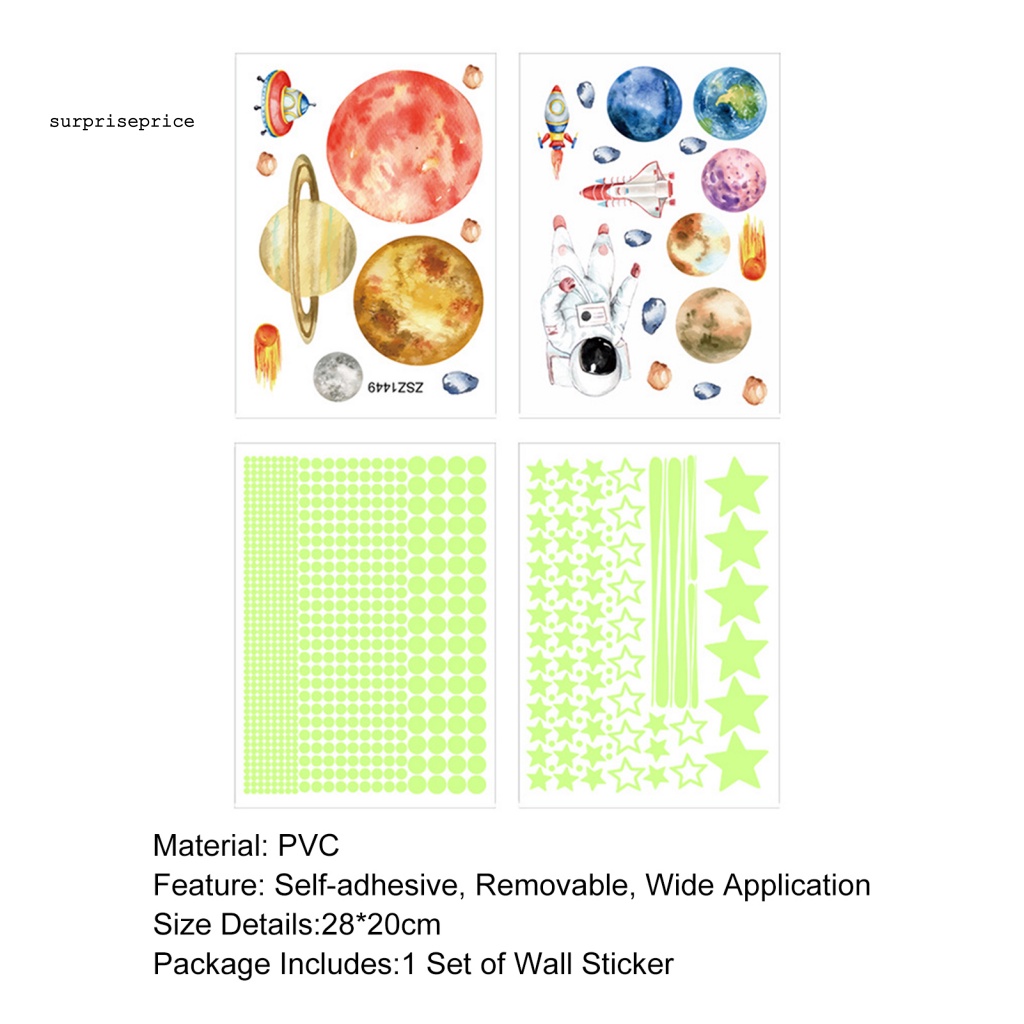 1 Set Decal dán tường Bằng PVC Chống Nước Phát Quang Hình Phi Hành Gia Ngoài Trời