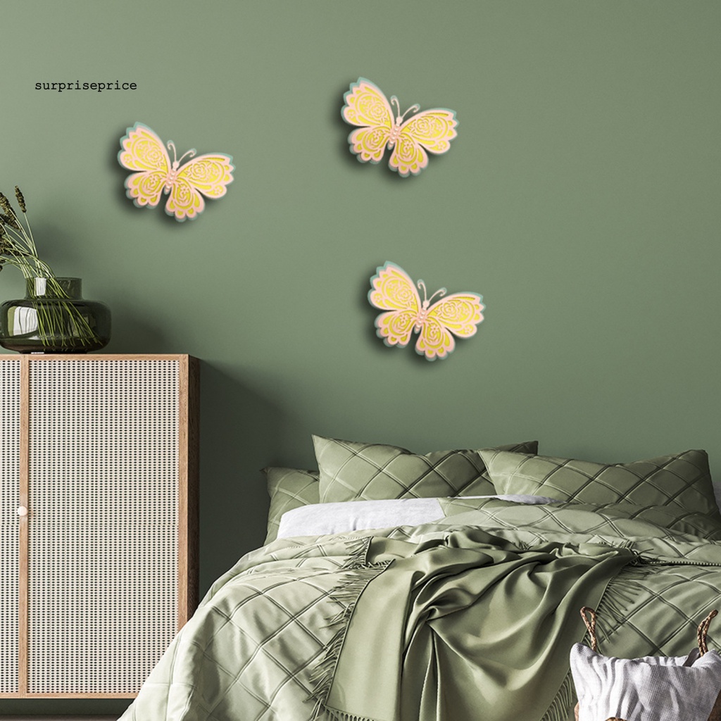 Miếng Dán Tường Bốn Lớp Hình Bướm 3D DIY Trang Trí Nhà Cửa