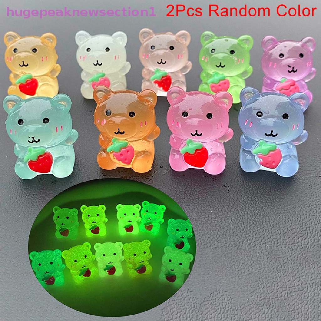 Set 1 2 Gấu Dâu Tây Hoạt Hình Phát Sáng Trang Trí Tiểu Cảnh