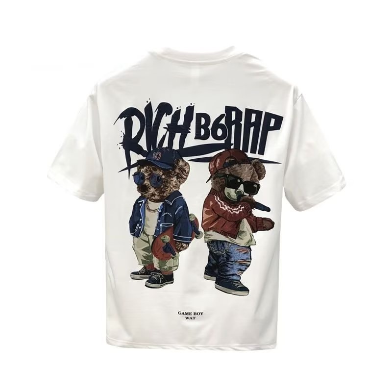 Áo Thun Cotton Ngắn Tay Cổ Tròn In Họa Tiết Hoạt Hình Phong Cách Hàn Quốc Cho Nam Cỡ S-5XL